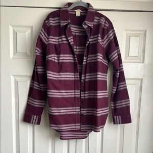 Burgundy Striped Button-Up Shirt